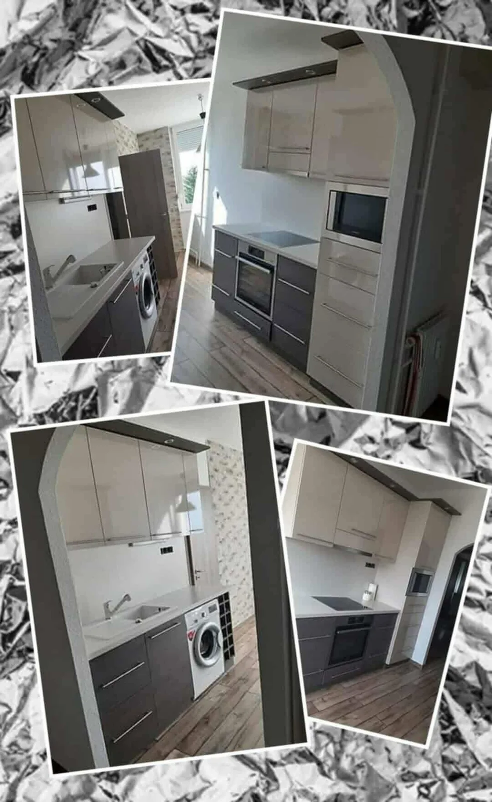 Magasfényű konyha íves átadóval